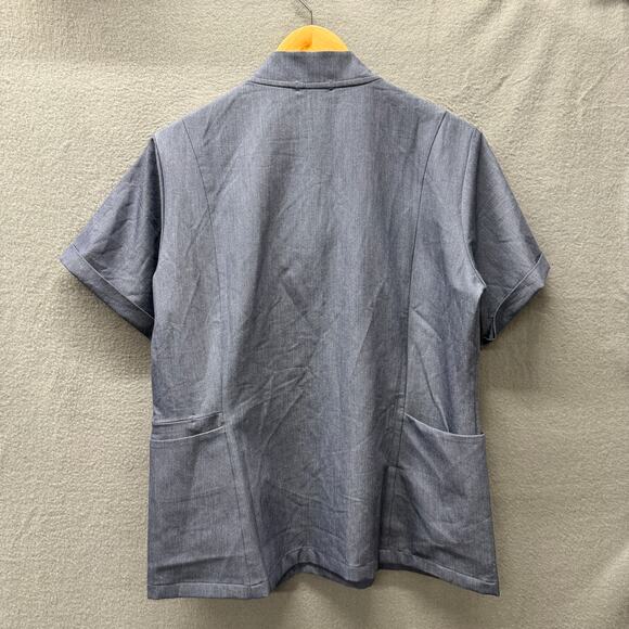 Figs Inala Scrub Top Womens XL Heather Denim Blue Color #3939 V-Neck + Pockets - Picture 3 of 7